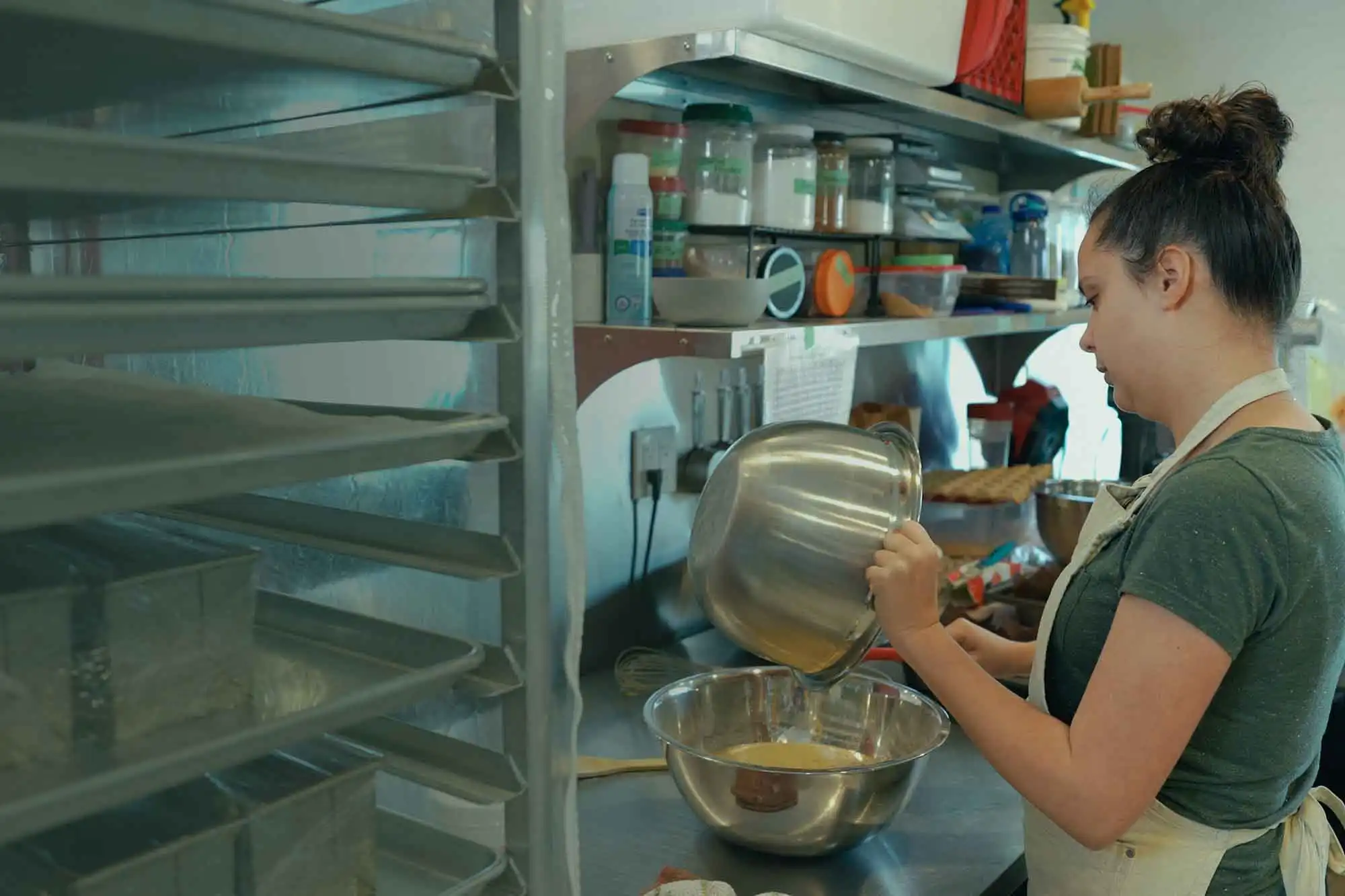 Food entrepreneurs working together in a modern commercial kitchen